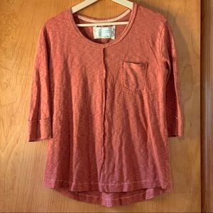 Anthropologie Orange Rust Cotton Long Sleeve Top